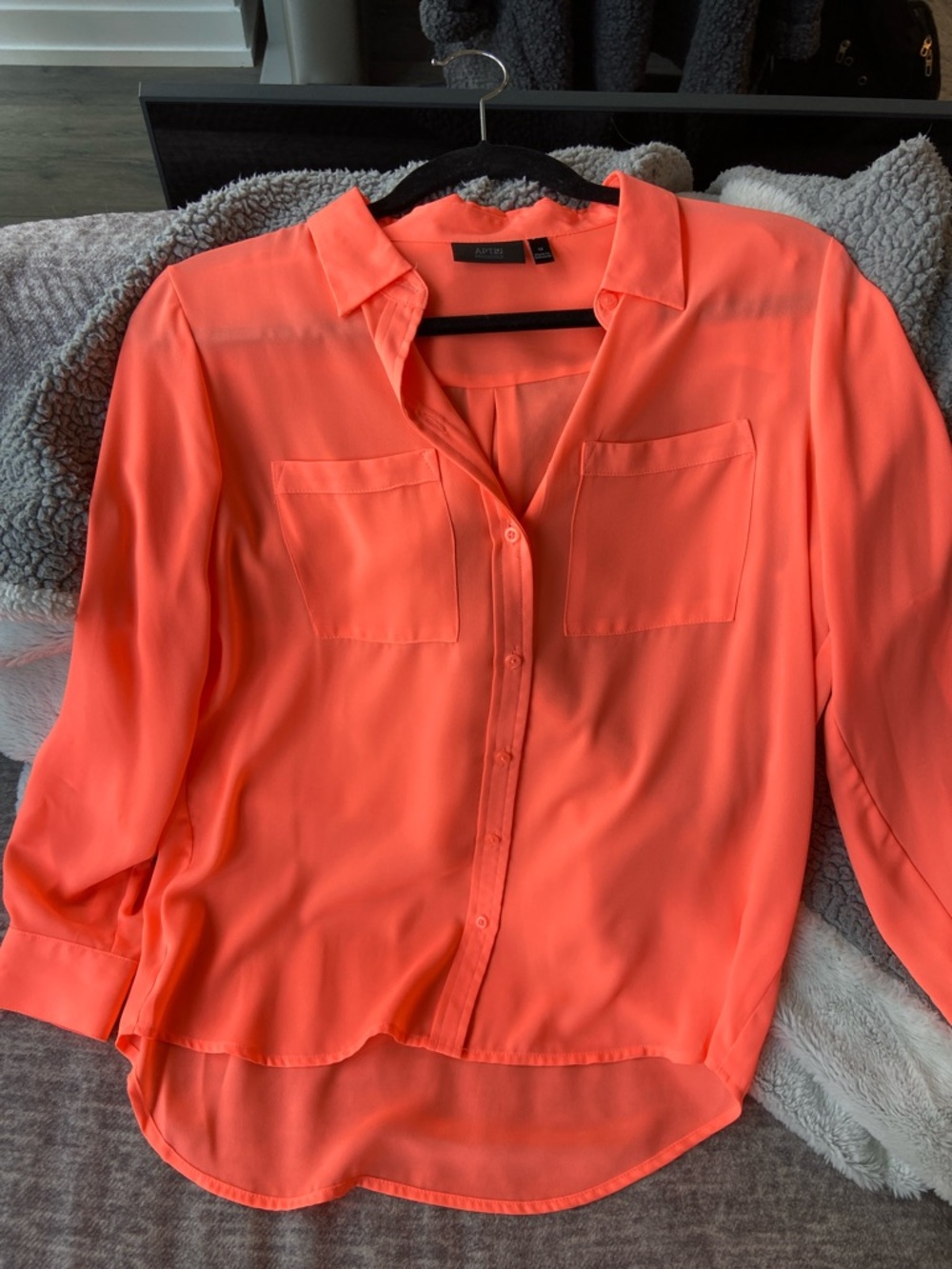 Apt. 9 Bright Orange V-Neck Blouse